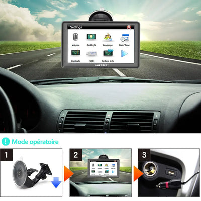 AWESAFE  Navigateur GPS 7 pouces avec pare-soleil, et mises à jour cartographiques à vie pour l'Europe AWESAFE SHOP