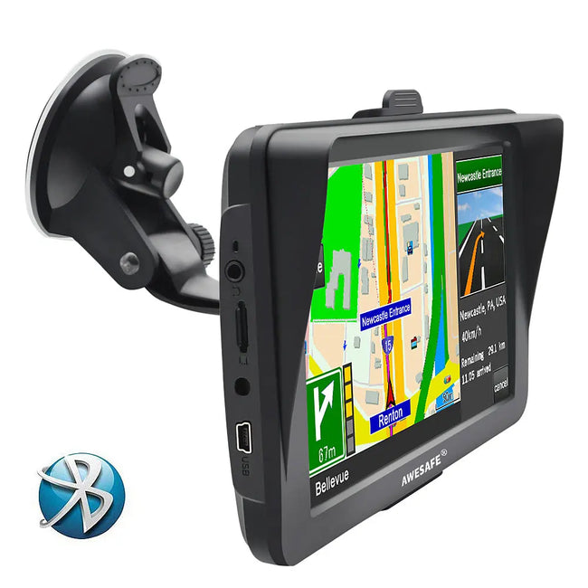 AWESAFE Navigation GPS – Écran tactile 7 pouces, Bluetooth, installation intégrée réversible, cartes d'Europe, mises à jour annuelles gratuites AWESAFE