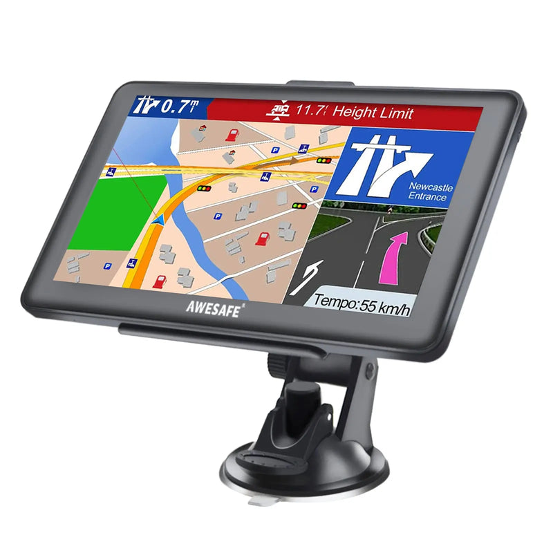 AWESAFE Navigationsgeräte für Auto PKW KFZ LKW Navi 2023 Europa Karten unterstützt lebenslang kostenloses Kartenupdate 7 Zoll GPS Navigation AWESAFE
