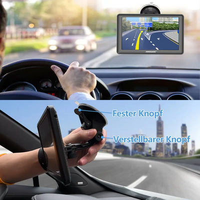 AWESAFE Navigationsgeräte für Auto PKW KFZ LKW Navi 2023 Europa Karten unterstützt lebenslang kostenloses Kartenupdate 7 Zoll GPS Navigation AWESAFE