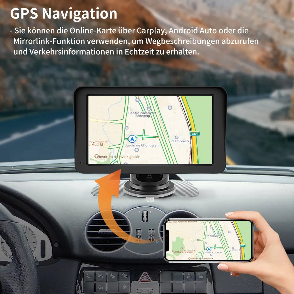 AWESAFE Navigationsgeräte für Auto mit CarPlay und Android Auto, Mirrorlink, Bluetooth, Navi für LKW PKW KFZ, 7 Zoll Touchscreen GPS Navigation AWESAFE SHOP