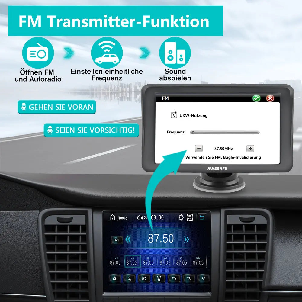 AWESAFE Navigationsgeräte für Auto, 7 Zoll Touchscreen, 2023 Europa Karten unterstützt lebenslang kostenloses, GPS Navigation für Auto PKW KFZ LKW AWESAFE