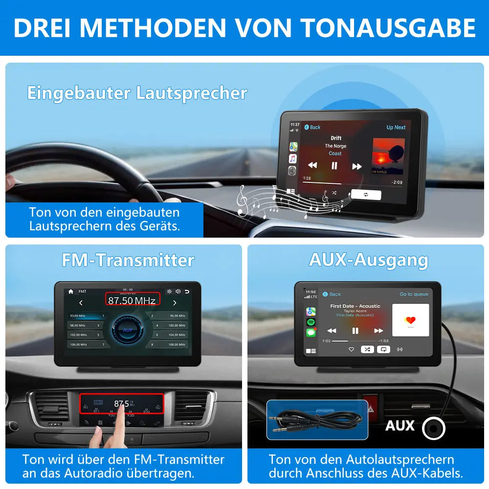 AWESAFE Navigationsgeräte mit CarPlay und Android Auto, Bluetooth, Mirrorlink, 7 Zoll Touchscreen, GPS Navigation für Auto LKW PKW KFZ AWESAFE