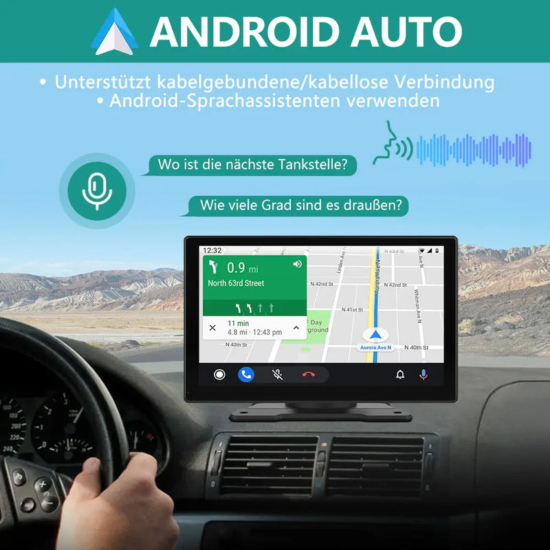 AWESAFE Navigationsgeräte mit CarPlay und Android Auto, Bluetooth, Mirrorlink, 9 Zoll Touchscreen, GPS Navigation für Auto LKW PKW KFZ AWESAFE