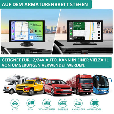 AWESAFE Navigationsgeräte mit CarPlay und Android Auto, Bluetooth, Mirrorlink, 9 Zoll Touchscreen, GPS Navigation für Auto LKW PKW KFZ AWESAFE