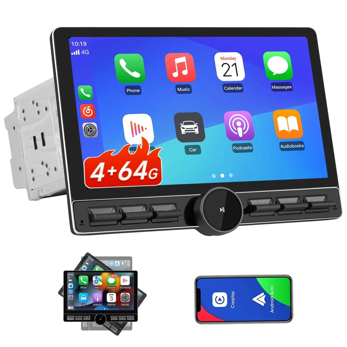 AWESAFE Portable Android 15 Car Radio · Wireless CarPlay · Android Auto · Bluetooth AWESAFE