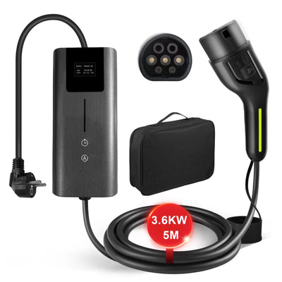 AWESAFE Portable Chargeur Voiture Electrique 5M 3.6KW, 1 Frase 16A Type 2 Commutable Voiture EV Chargeur Schuko AWESAFE