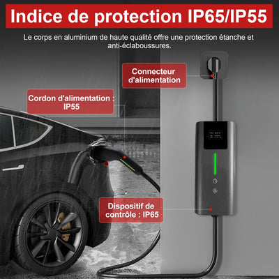 AWESAFE Portable Chargeur Voiture Electrique 5M 3.6KW, 1 Frase 16A Type 2 Commutable Voiture EV Chargeur Schuko AWESAFE
