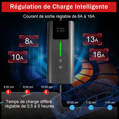 AWESAFE Portable Chargeur Voiture Electrique 5M 3.6KW, 1 Frase 16A Type 2 Commutable Voiture EV Chargeur Schuko AWESAFE
