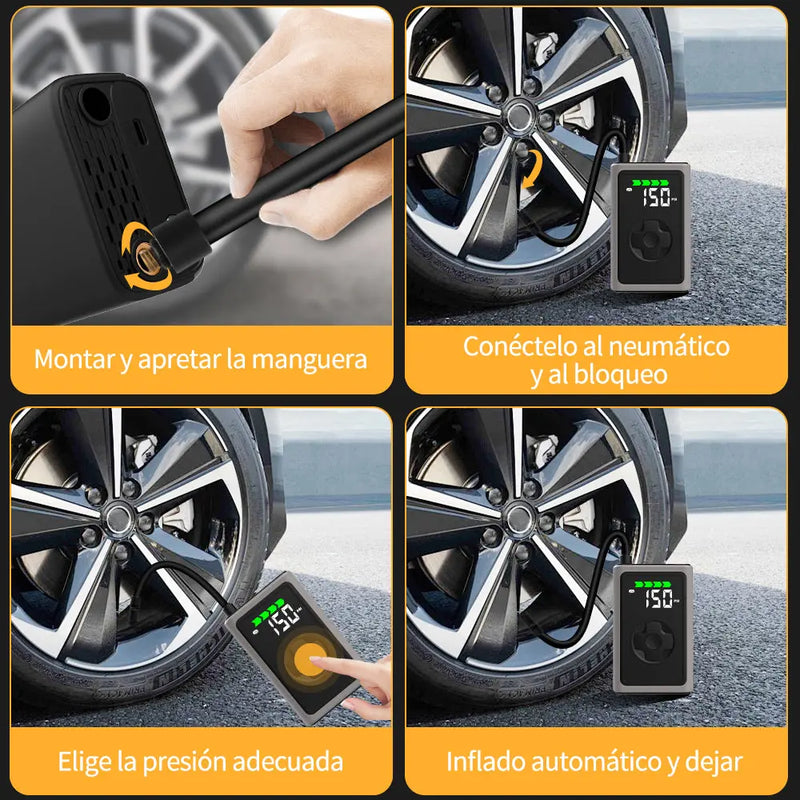 AWESAFE Portable Electric Air Compressor - Compresor de aire portátil (3-150 psi, 5 modos, batería de 6500mAh, carga USB-C, pantalla LED&Linterna LED), negro Inflador de Neumático AWESAFE