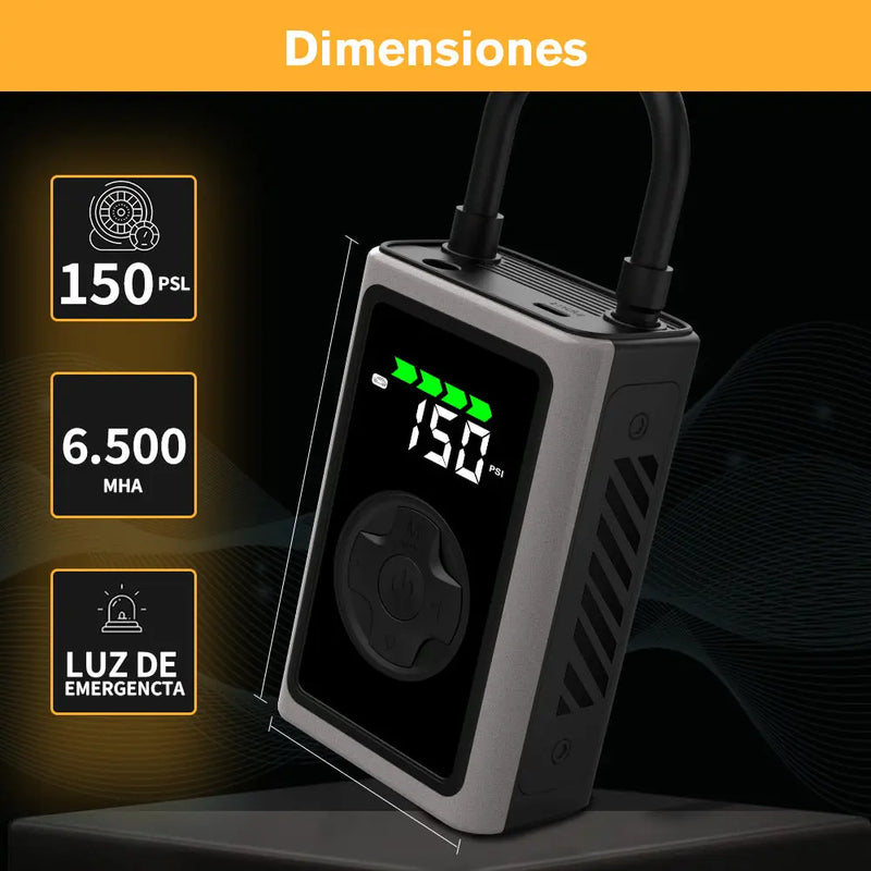 AWESAFE Portable Electric Air Compressor - Compresor de aire portátil (3-150 psi, 5 modos, batería de 6500mAh, carga USB-C, pantalla LED&Linterna LED), negro Inflador de Neumático AWESAFE