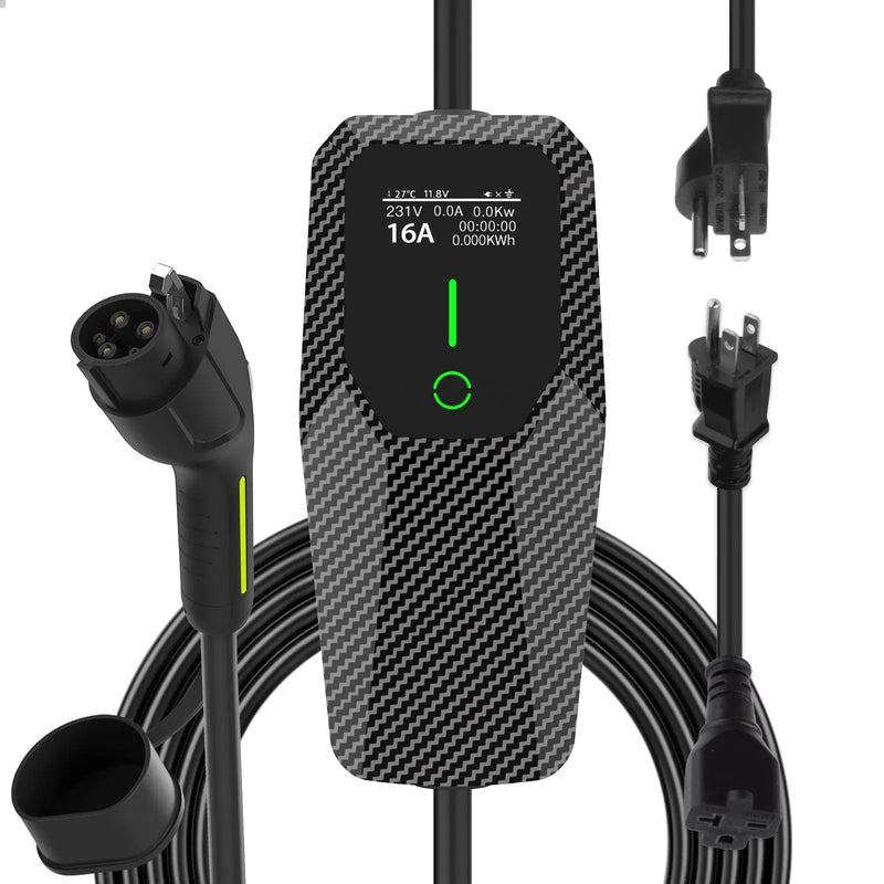 AWESAFE Portable Level 1 and Level 2 EV Charger (240V, 16A) with 20ft Charging Cable NEMA 6-20 5-15 for all J1772 Electric Vehicles AWESAFE