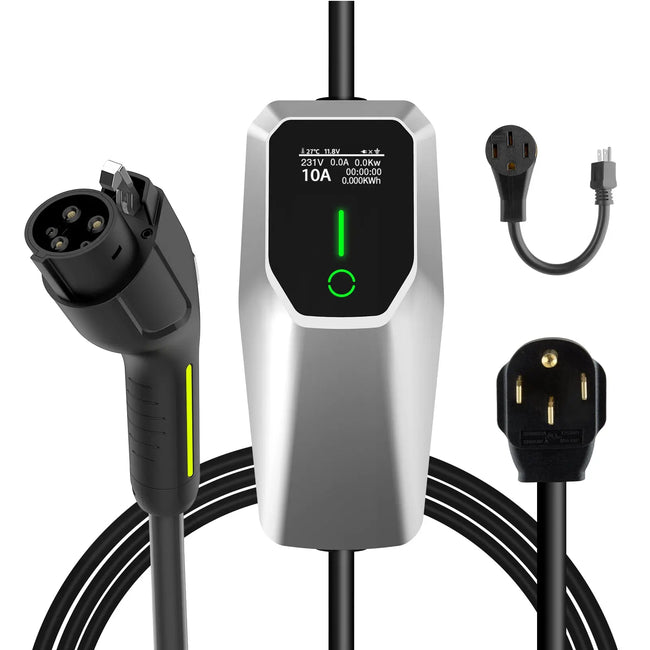 AWESAFE Portable Level 1 and Level 2 EV Charger (240V, 32A) with 26ft Charging Cable NEMA 14-50 5-20 for SAE-J1772 Electric Vehicles AWESAFE