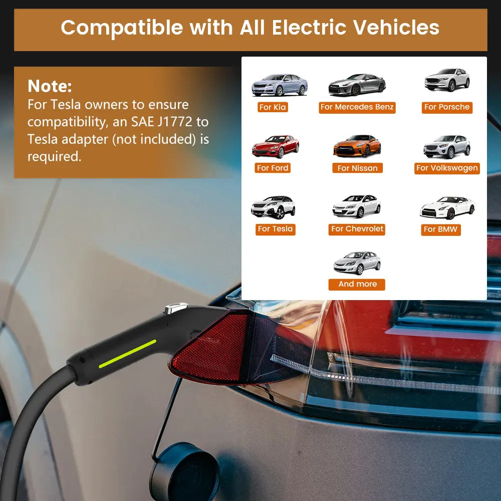 AWESAFE Portable Level 1 and Level 2 EV Charger (240V, 32A) with 26ft Charging Cable NEMA 14-50 5-20 for SAE-J1772 Electric Vehicles AWESAFE