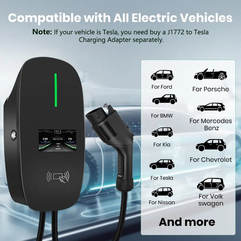 AWESAFE Portable Level 2 EV Charger (240V, 48A) with 26ft Charging Cable for SAE-J1772 Electric Vehicles AWESAFE