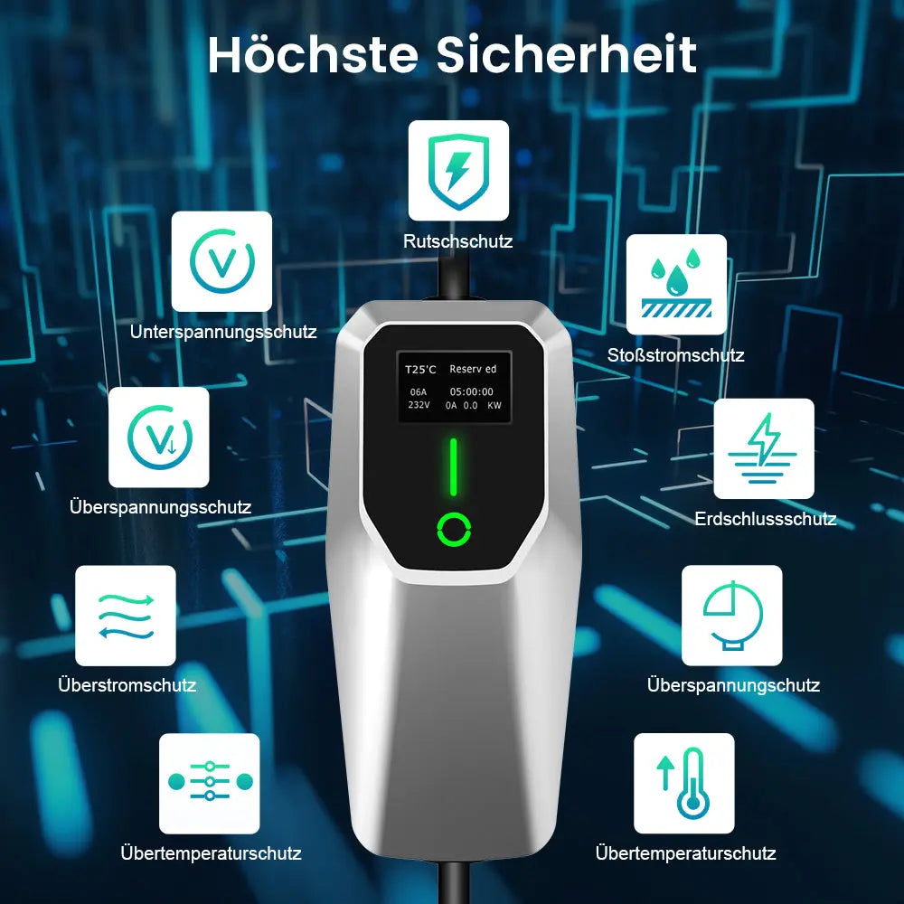 AWESAFE Portable Universelles Ladegerät für Elektrofahrzeuge vom Tyy Mobile Wallbox für 11 KW Elektrofahrzeuge AWESAFE