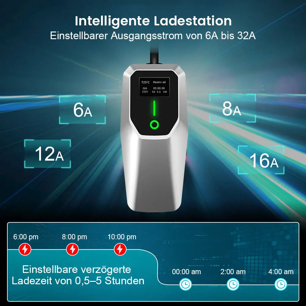 AWESAFE Portable Universelles Ladegerät für Elektrofahrzeuge vom Tyy Mobile Wallbox für 11 KW Elektrofahrzeuge AWESAFE