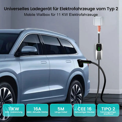 AWESAFE Portable Universelles Ladegerät für Elektrofahrzeuge vom Tyy Mobile Wallbox für 11 KW Elektrofahrzeuge AWESAFE