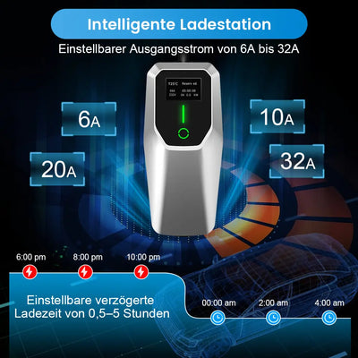 AWESAFE Portable Universelles Ladegerät für Elektrofahrzeuge vom Tyy Mobile Wallbox für 7.2 KW Elektrofahrzeuge AWESAFE