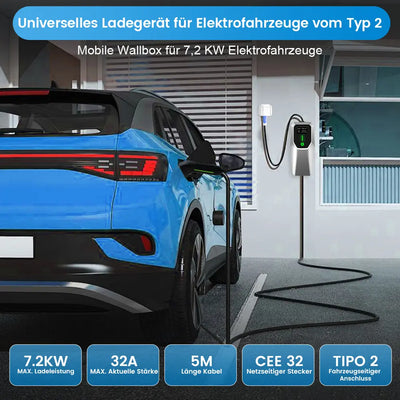 AWESAFE Portable Universelles Ladegerät für Elektrofahrzeuge vom Tyy Mobile Wallbox für 7.2 KW Elektrofahrzeuge AWESAFE