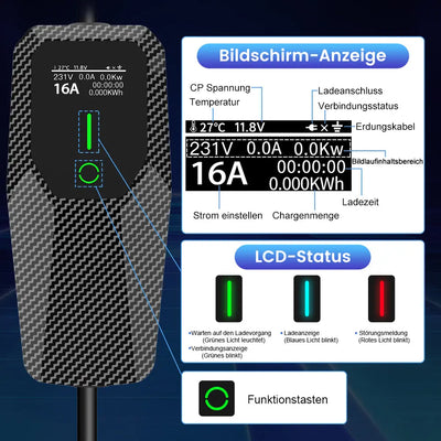 AWESAFE PortableTyp 2 Universal EV Ladegerät3.6kW EV Mobile Wallbox AWESAFE