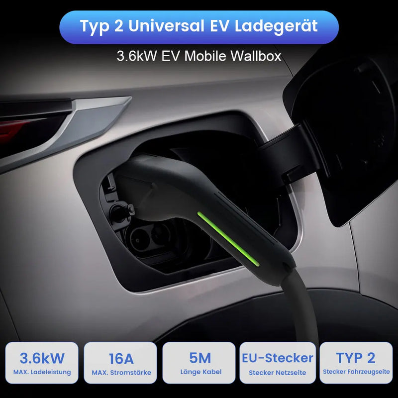 AWESAFE PortableTyp 2 Universal EV Ladegerät3.6kW EV Mobile Wallbox AWESAFE