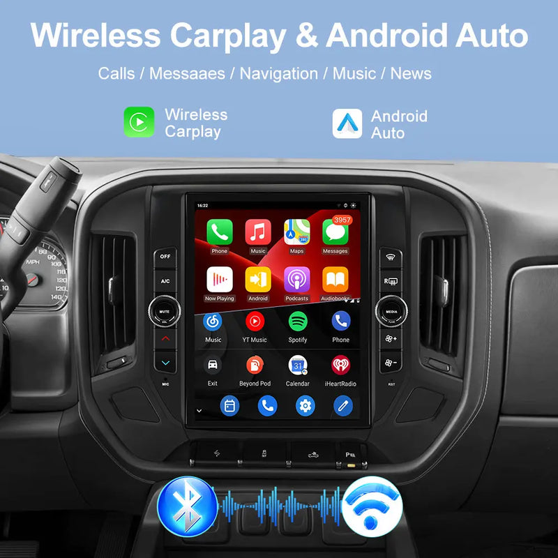 AWESAFE Qualcomm 8-Core 4GB RAM + 64GB ROMCar Radio Stereo for Chevy Silverado GMC Sierra 2014 2015 2016 2017 2018,12.1 inch Touch Screen with CarPlay & Android Auto AWESAFE