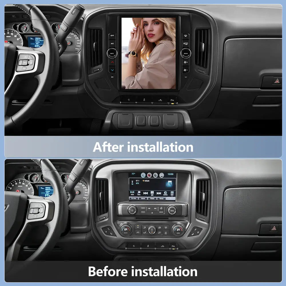 AWESAFE Qualcomm 8-Core 4GB RAM + 64GB ROMCar Radio Stereo for Chevy Silverado GMC Sierra 2014 2015 2016 2017 2018,12.1 inch Touch Screen with CarPlay & Android Auto AWESAFE