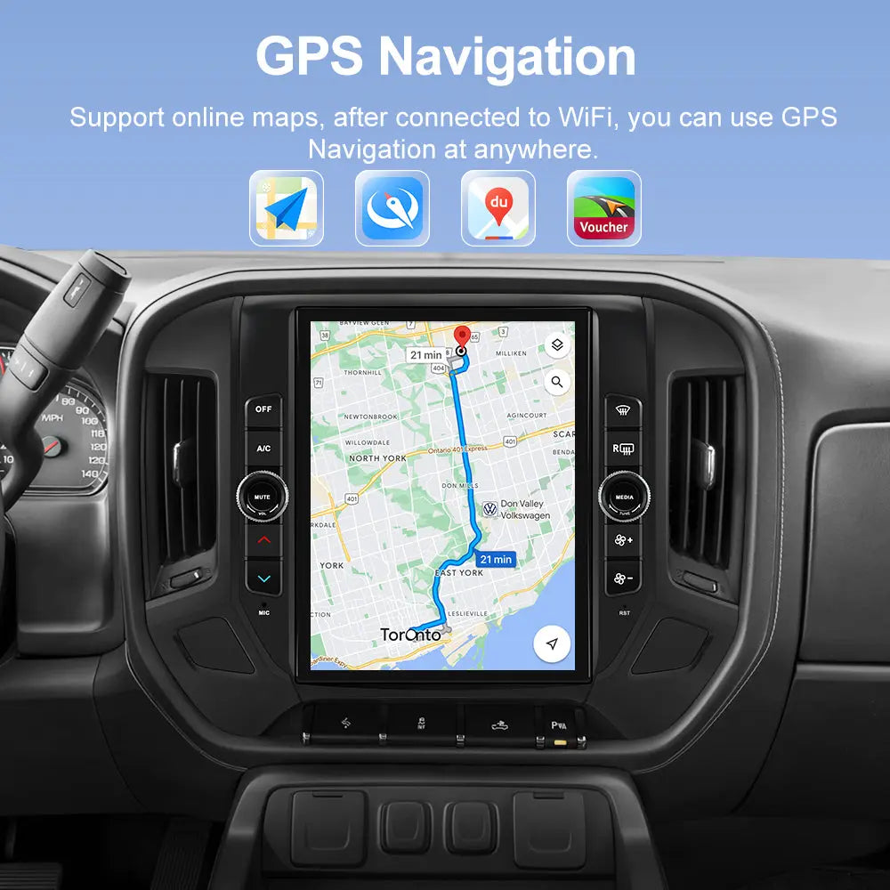 AWESAFE Qualcomm 8-Core 4GB RAM + 64GB ROMCar Radio Stereo for Chevy Silverado GMC Sierra 2014 2015 2016 2017 2018,12.1 inch Touch Screen with CarPlay & Android Auto AWESAFE