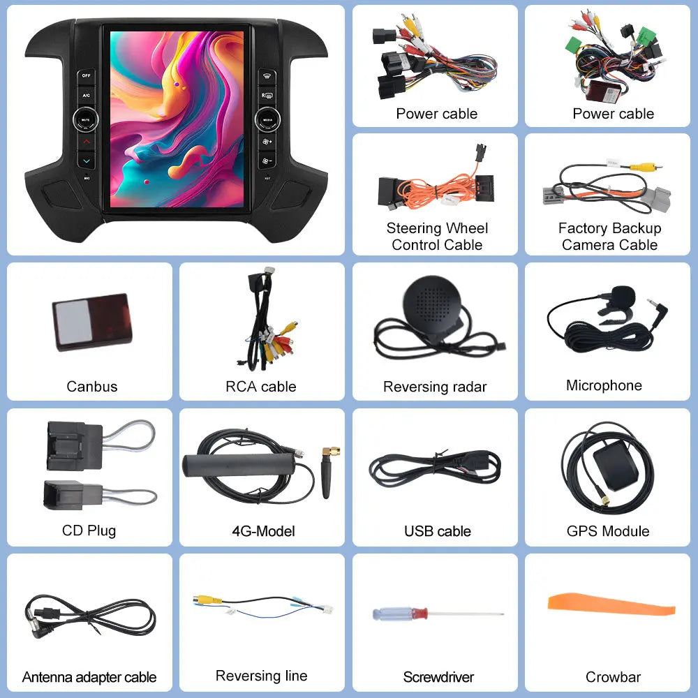 AWESAFE Qualcomm 8-Core 4GB RAM + 64GB ROMCar Radio Stereo for Chevy Silverado GMC Sierra 2014 2015 2016 2017 2018,12.1 inch Touch Screen with CarPlay & Android Auto AWESAFE