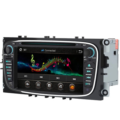 AWESAFE Radio Coche 7 Pulgadas para Ford con Pantalla Táctil 2 DIN, Autoradio de Ford con Bluetooth/GPS/FM/RDS/CD DVD/USB/SD, Admite Mandos Volante, Mirrorlink y Aparcamiento (Plata) AWESAFE