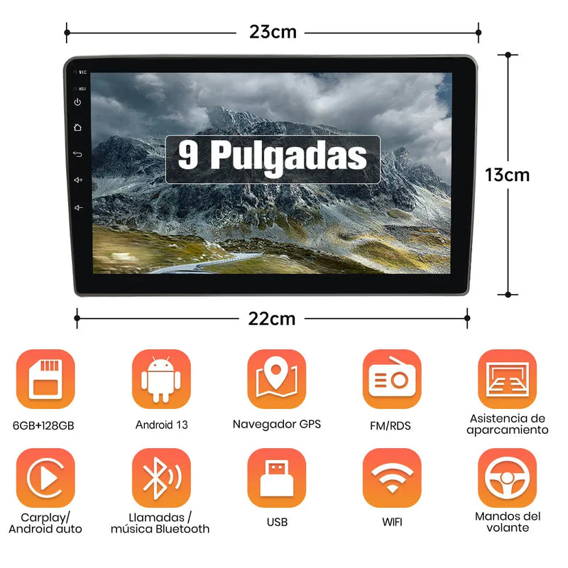AWESAFE Radio Coche Android 13 para Seat Altea XL y Toledo 9 Pulgadas 6GB+128GB GPS Navigation Bluetooth CarPlay Android Auto Controles al Volante AWESAFE