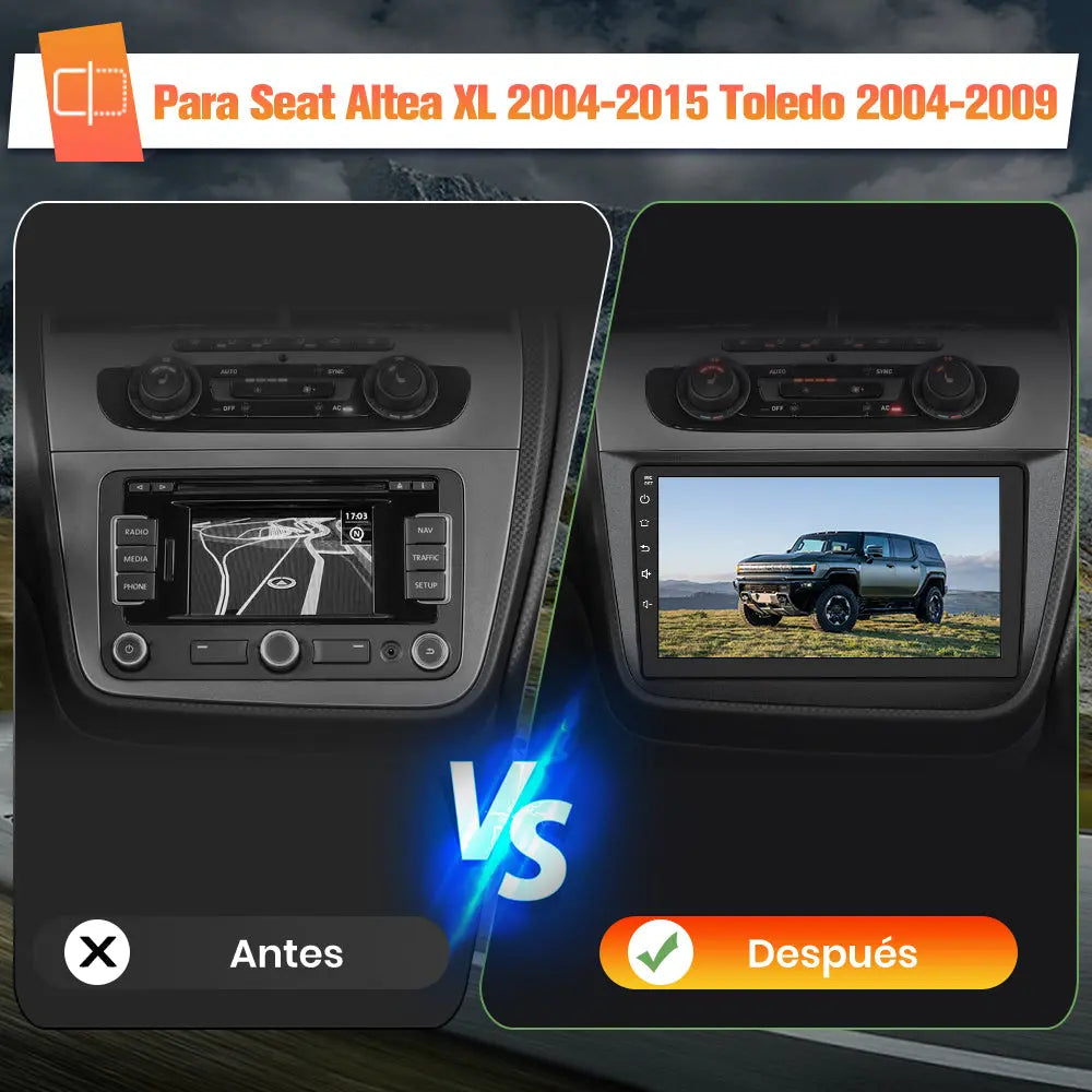 AWESAFE Radio Coche Android 13 para Seat Altea XL y Toledo 9 Pulgadas 6GB+128GB GPS Navigation Bluetooth CarPlay Android Auto Controles al Volante AWESAFE