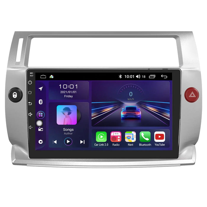 AWESAFE Radio de Coche Android 13 2GB+32GB para Citroen C4 2004-2009 con Carplay Inalámbrico/Android Auto,9 Pulgadas con Pantalla Táctil con Bluetooth/WiFi/GPS/DSP/RDS/FM,Apoyo Mandos del Volante AWESAFE