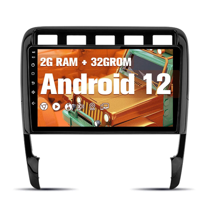 AWESAFE Radio für Porsche Cayenne 9PA 2002-2010, Android 12 (2+32G), 9 Zoll Touchscreen mit Blende, unterstütz Carplay Android Auto Navigation Bluetooth WiFi RDS Autoradio AWESAFE