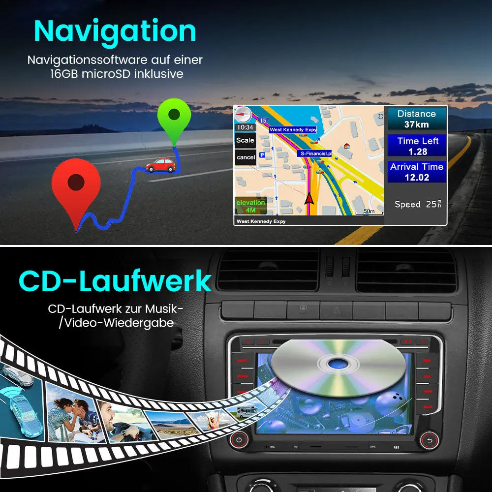 AWESAFE Radio fur VW Skoda Seat mit 7 Zoll Touchscreen 2-DIN Autoradio Bluetooth Mirrorlink GPS Navigation AWESAFE SHOP