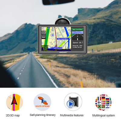 AWESAFE Sat Nav 2023 UK Europe Ireland Maps 7 inch SatNav GPS Navigation for Car Truck Lorry HGV LGV Caravan Motorhome, Sat Navs for Cars UK Postcodes, Speed Camera Alerts & POI Lane Assist AWESAFE