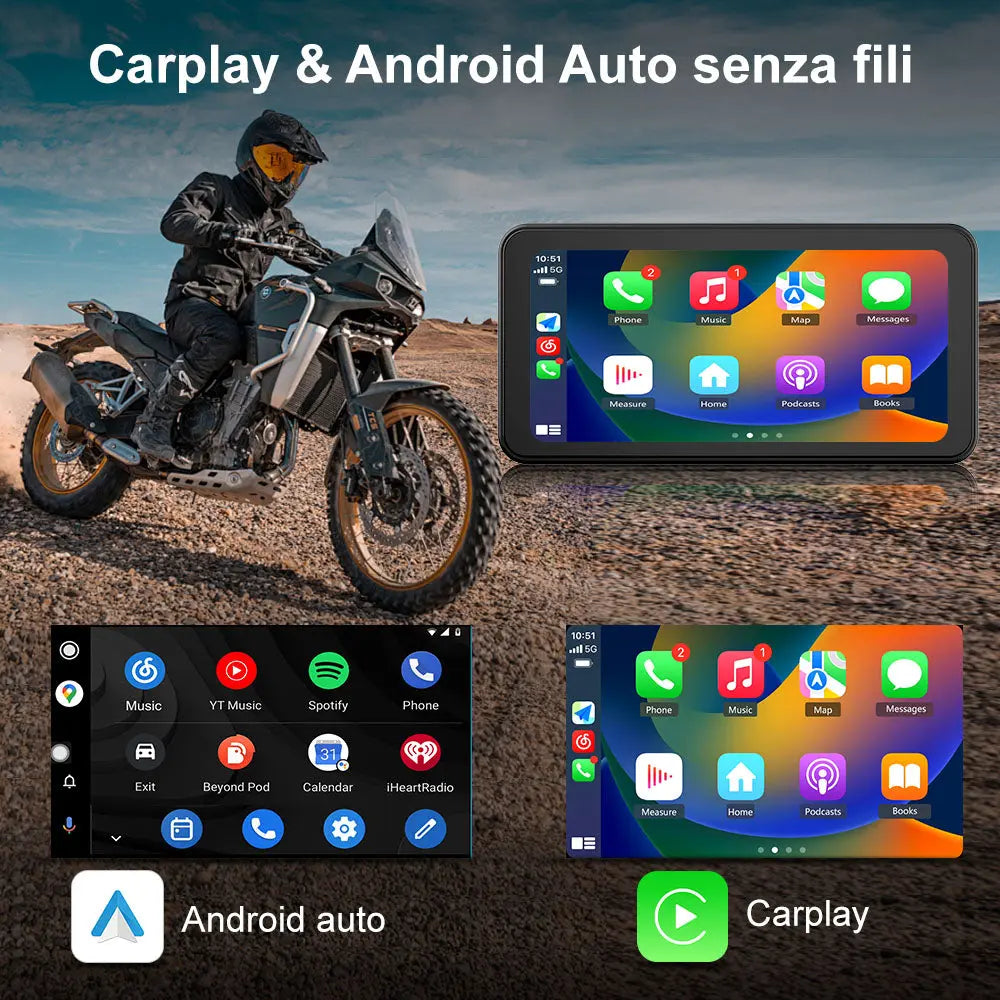 AWESAFE Schermo Carplay Per Moto Senza Fili Touchscreen Navigatore GPS da 6.25 pollici IPX8 con scheda SD Dashcam 2K Android Auto adatto a tutti i tipi di motociclette AWESAFE SHOP