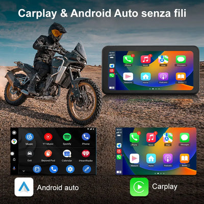 AWESAFE Schermo Carplay Per Moto Senza Fili Touchscreen Navigatore GPS da 6.25 pollici IPX8 con scheda SD Dashcam 2K Android Auto adatto a tutti i tipi di motociclette AWESAFE SHOP