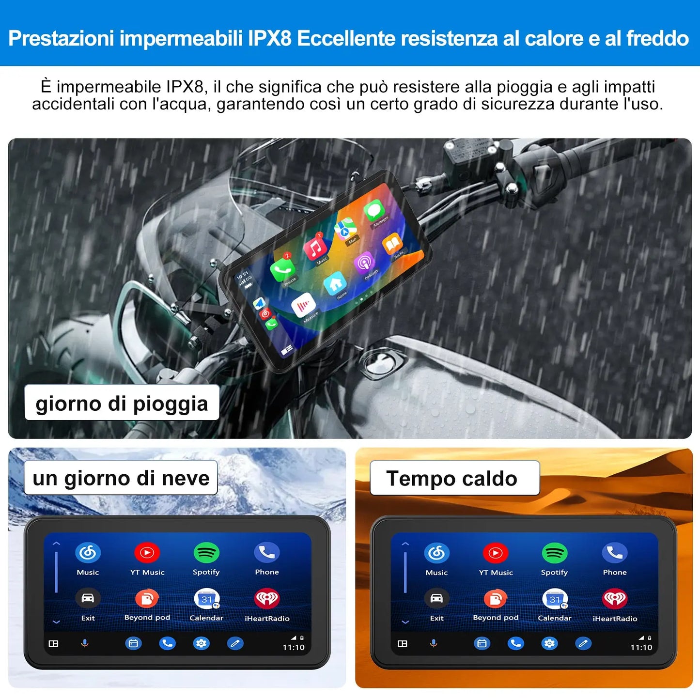 AWESAFE Schermo Carplay Per Moto Senza Fili Touchscreen Navigatore GPS da 6.25 pollici IPX8 con scheda SD Dashcam 2K Android Auto adatto a tutti i tipi di motociclette AWESAFE SHOP