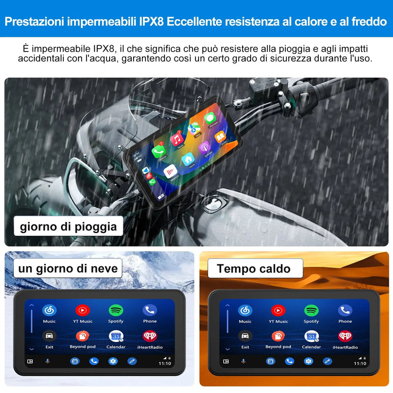 AWESAFE Schermo Carplay Per Moto Senza Fili Touchscreen Navigatore GPS da 6.25 pollici IPX8 con scheda SD Dashcam 2K Android Auto adatto a tutti i tipi di motociclette AWESAFE SHOP