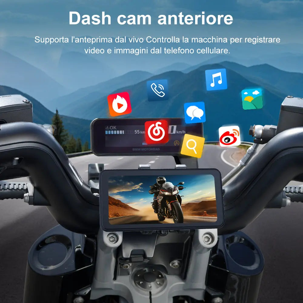 AWESAFE Schermo Carplay Per Moto Senza Fili Touchscreen Navigatore GPS da 6.25 pollici IPX8 con scheda SD Dashcam 2K Android Auto adatto a tutti i tipi di motociclette AWESAFE SHOP
