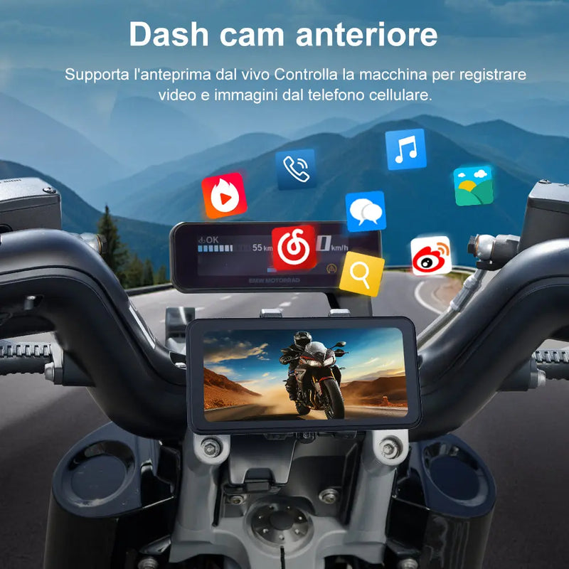 AWESAFE Schermo Carplay Per Moto Senza Fili Touchscreen Navigatore GPS da 6.25 pollici IPX8 con scheda SD Dashcam 2K Android Auto adatto a tutti i tipi di motociclette AWESAFE SHOP