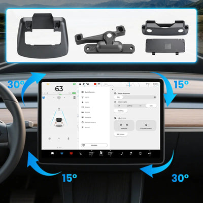 AWESAFE Screen Swivel Mount for Tesla Model 3 Highland 2024 2025,Left/Right 30° Up/Down 15° Four Directions Adjustment Center Console Navigation Screen Rotating Holder AWESAFE