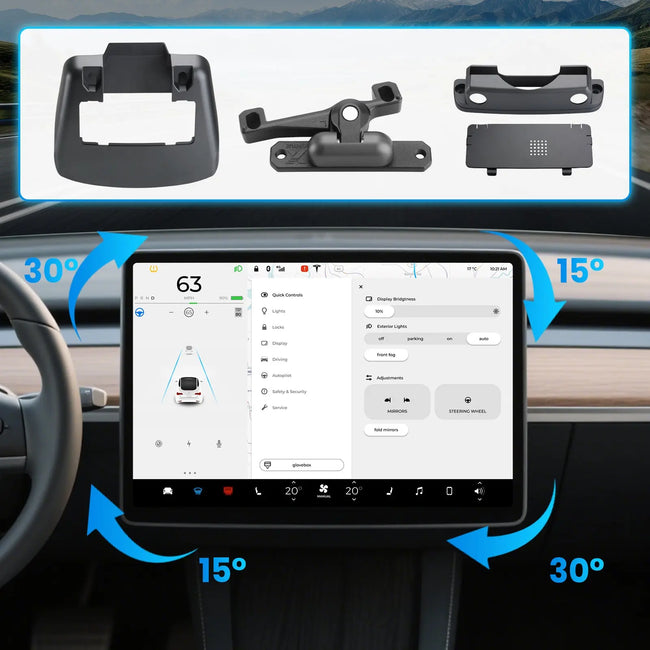 AWESAFE Screen Swivel Mount for Tesla Model 3 Highland 2024 2025,Left/Right 30° Up/Down 15° Four Directions Adjustment Center Console Navigation Screen Rotating Holder AWESAFE