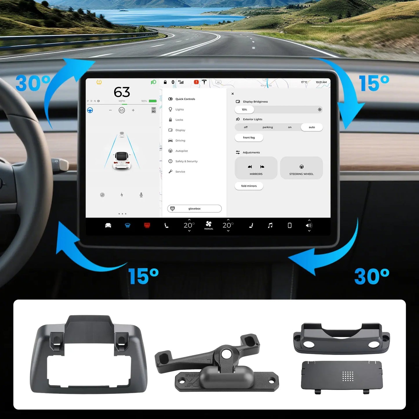 AWESAFE Screen Swivel Rotate Mount for Tesla Model 3 2017-2023 & Model Y 2020-2025,Four Directions Rotation Adjustment Center Console Navigation Screen Rotating Holder AWESAFE SHOP