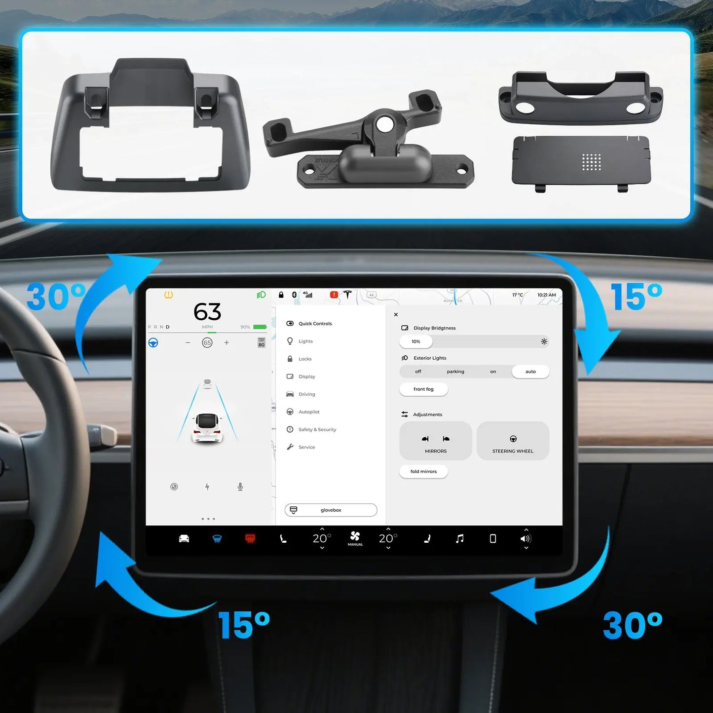 AWESAFE Screen Swivel Rotate Mount for Tesla Model 3 2017-2023 & Model Y 2020-2025,Four Directions Rotation Adjustment Center Console Navigation Screen Rotating Holder AWESAFE SHOP