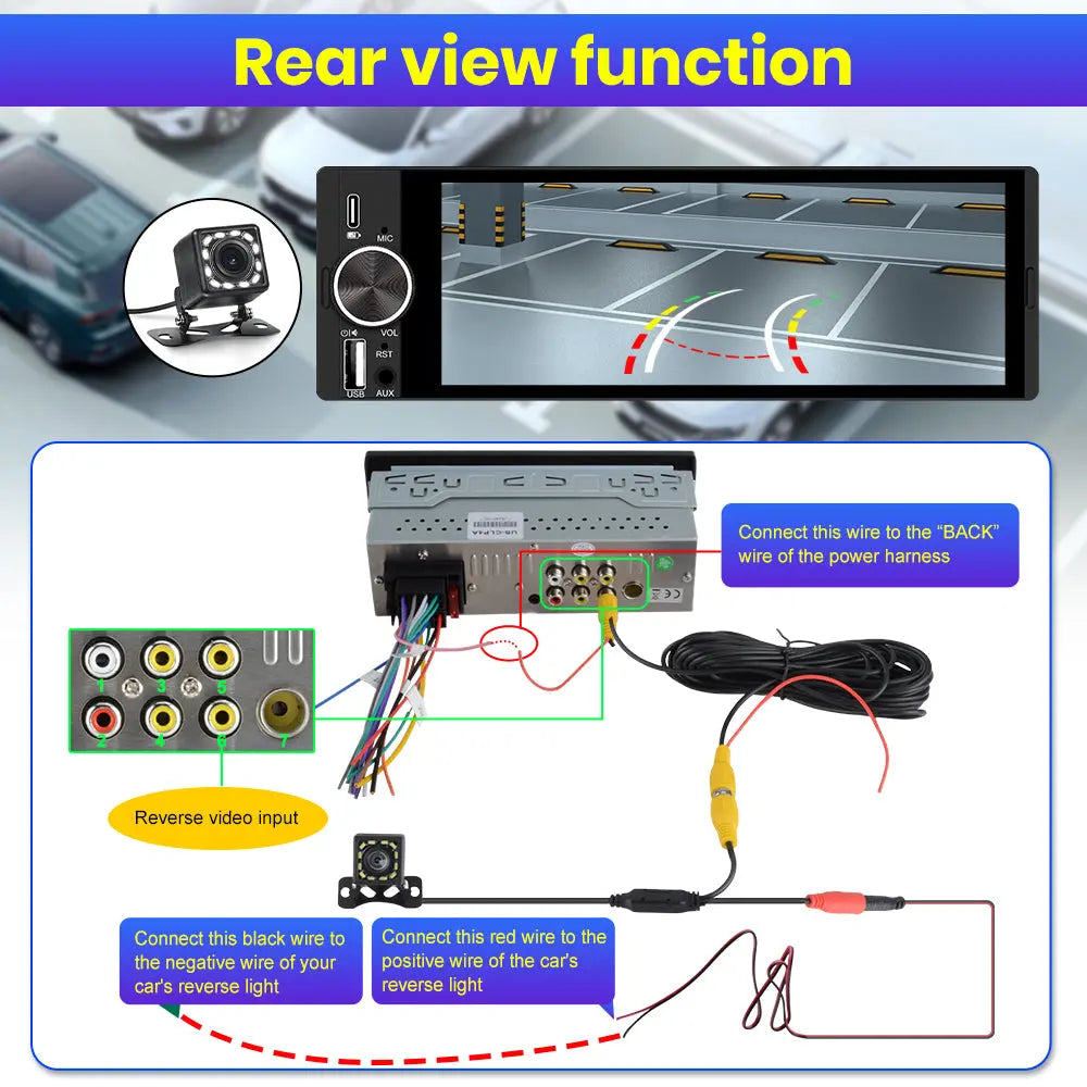 AWESAFE Single DIN Car Stereo with CarPlay and Android Auto, Radio 1 din with Reversing Camera FM AM RDS Type-C USB Port Function AWESAFE