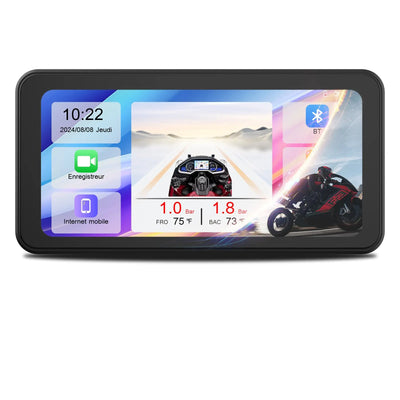 AWESAFE Système moto avec écran tactile 6,25 pouces, Apple CarPlay et Android Auto sans fil, navigateur GPS intégré, étanche IPX8, antivol et assistance vocale Siri/Google Assistant AWESAFE