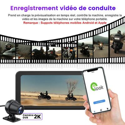 AWESAFE Système moto avec écran tactile 6,25 pouces, Apple CarPlay et Android Auto sans fil, navigateur GPS intégré, étanche IPX8, antivol et assistance vocale Siri/Google Assistant AWESAFE